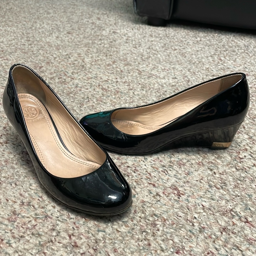 Tory Burch patent leather wedge heels
